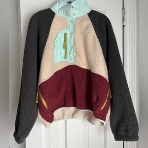 Colorblock Fleece Pullover with Zipper Accents